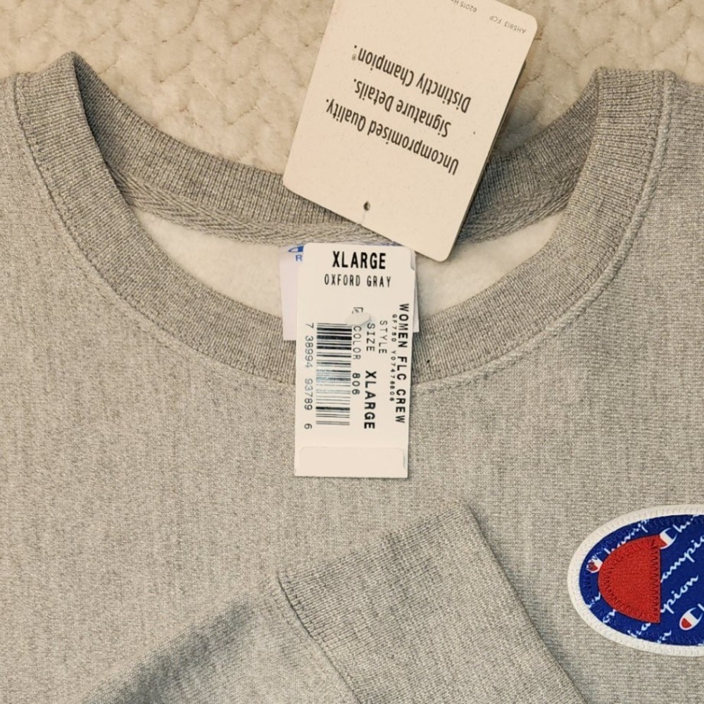 Champion Reverse Weave Women'sโ Crewneck Sweatshirt Oxford Gray Extra Large XL